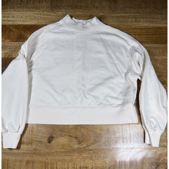 Everlane Tops - Everlane Womens M White Organic Cotton Mock Neck Cropped Sweatshirt Pullover